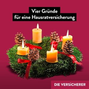 Adventskranz, brennen, Kerzen, Hausrat, Hausratversicherung